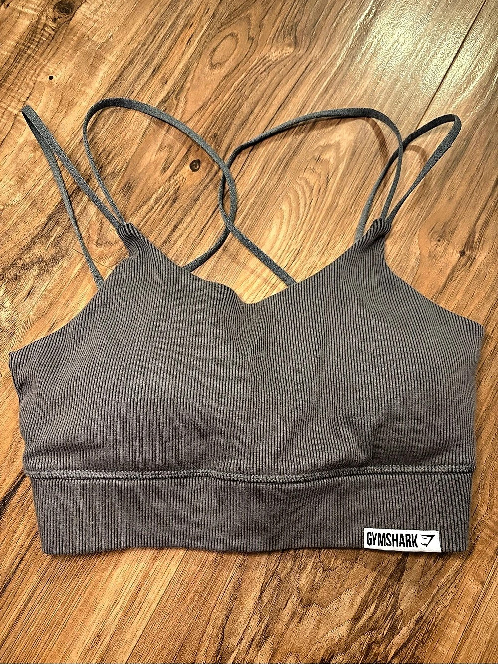 Gymshark Flex Strappy Sports Bra Ribbed Gray Medium